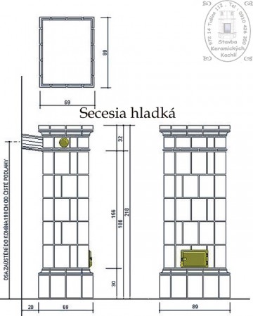 Kachľová pec "Secesia hladká"